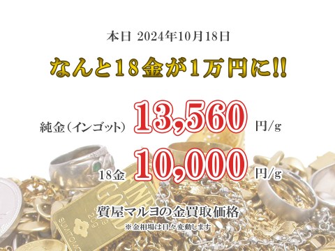 18金の買取価格がなんと1万円に